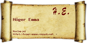 Höger Emma névjegykártya